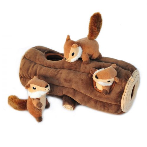Zippy Burrow Log with 3 Chipmunks Interactive Dog Toy