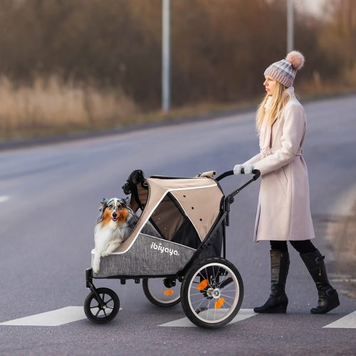 Ibiyaya 2 in 1 bike trailer stroller_Latte_LS