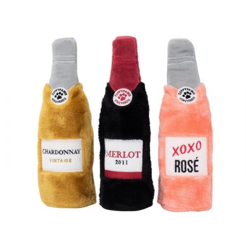 Zippy Paws Happy Hour Wine Crusherz Dog Toy 3 pack Wine Lovers