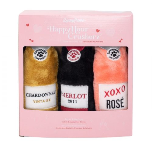 Zippy Paws Happy Hour Wine Lovers Crusherz Dog Toy 3 pack