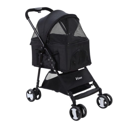 i.Pet 3 in 1 Foldable Pet Stroller Black