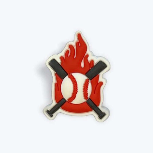 Baseball flame Shoe Charm
