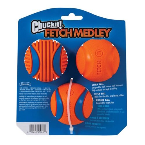 Chuckit fetch medley dog toys medium 3 pack_back
