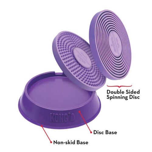 Kong Licks Spinz Slow Feeder Bowl Sml Purple features